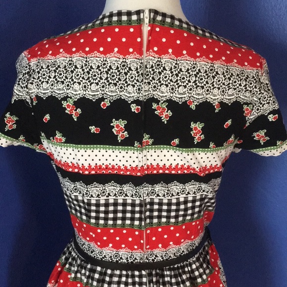 Vintage Modcloth Bea & Dot Holiday Calico Mixed Print Cotton Dress - Picture 6 of 14